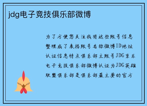 jdg电子竞技俱乐部微博